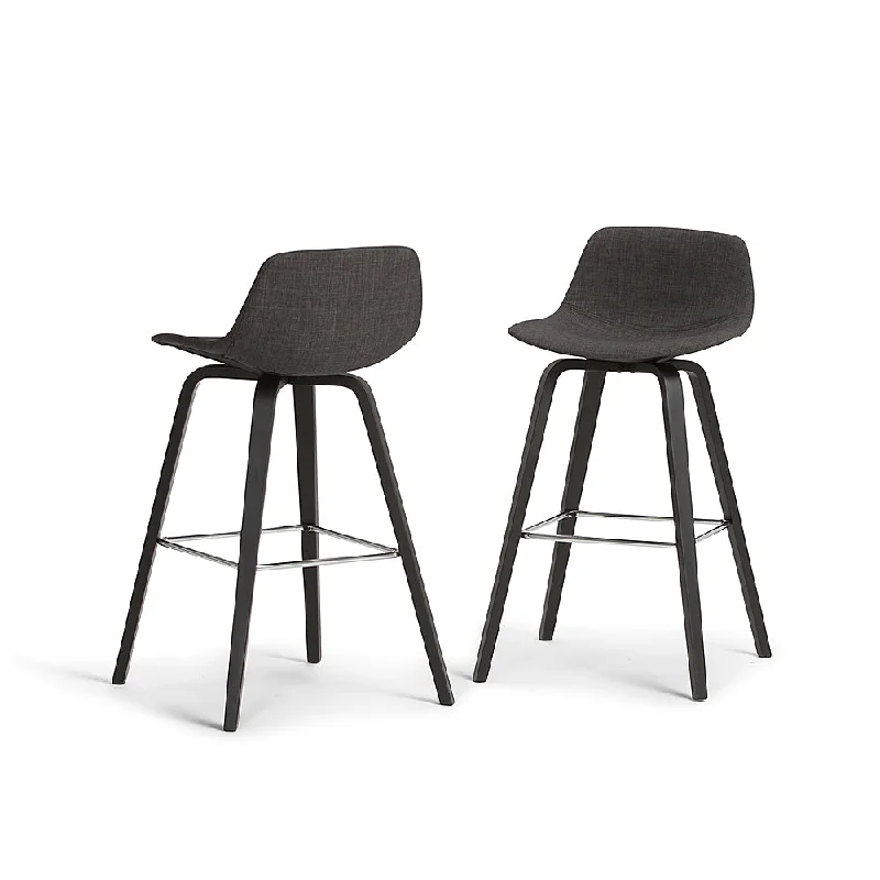 Simpli Home - Randolph Bentwood Counter Height Stool (Set of 2) - Charcoal Grey  Black