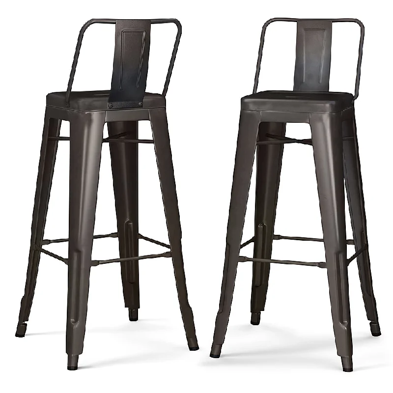 Simpli Home - Rayne 30 inch Metal Bar Stool (Set of 2) - Gun Metal Grey