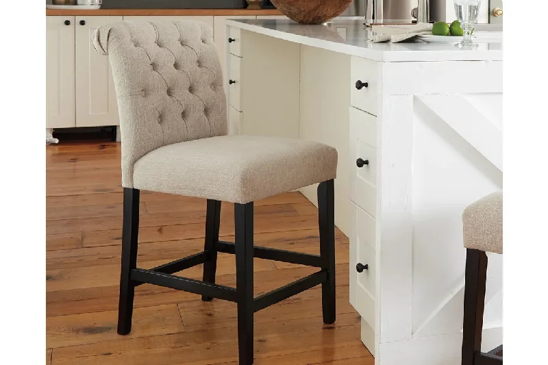 Tripton Tall Barstool Set of 2 Linen by Ashley Furniture