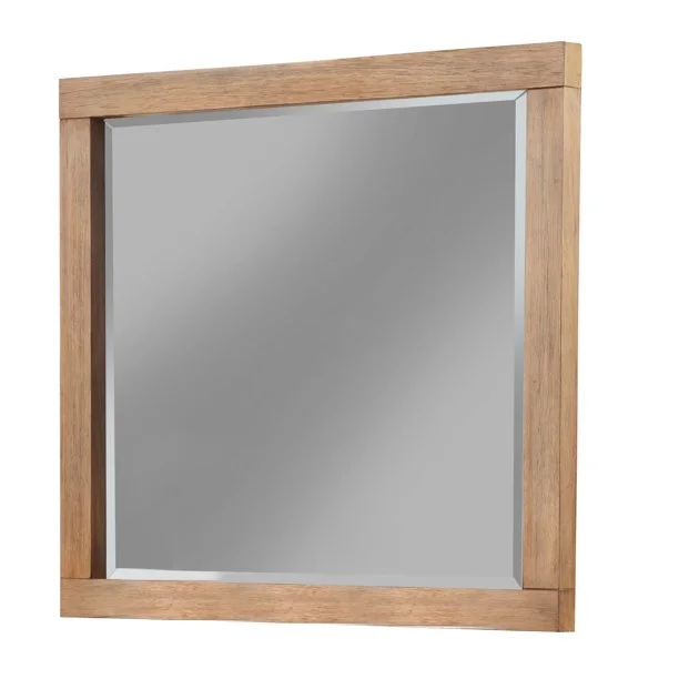 Benzara BM230761 40" Rectangular Wooden Frame Mirror, Brown