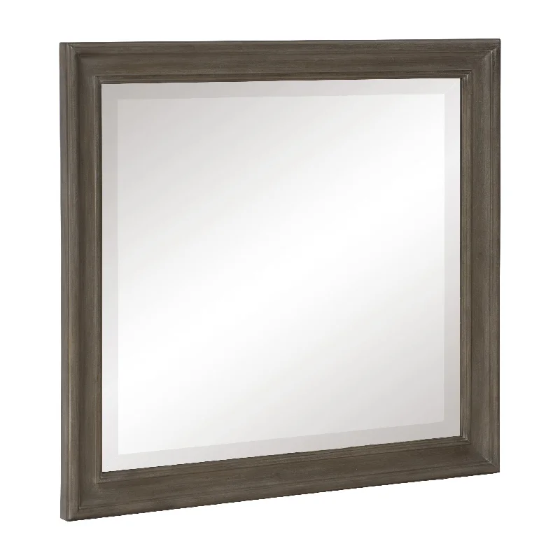 Benzara Rectangular Mirror with Wooden Frame and Molded Details, Brown