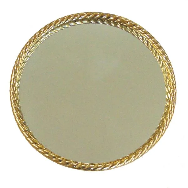 Benzara Rope Like Metal Frame Round Mirror with Mounting Hardware, Gold and Silver