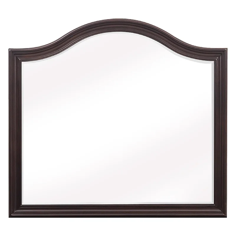 Benzara Wooden Mirror with Molded Details and Raised Edges, Brown