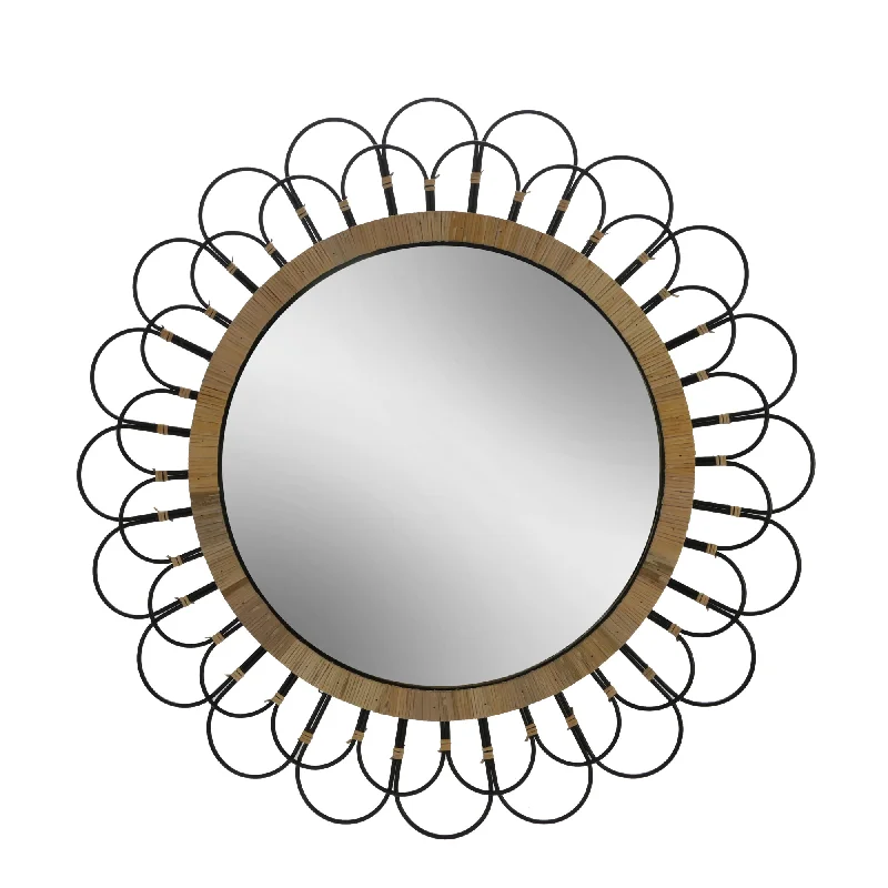 Sagebrook Home 15047 36" Daisy Wall Mirror, Black