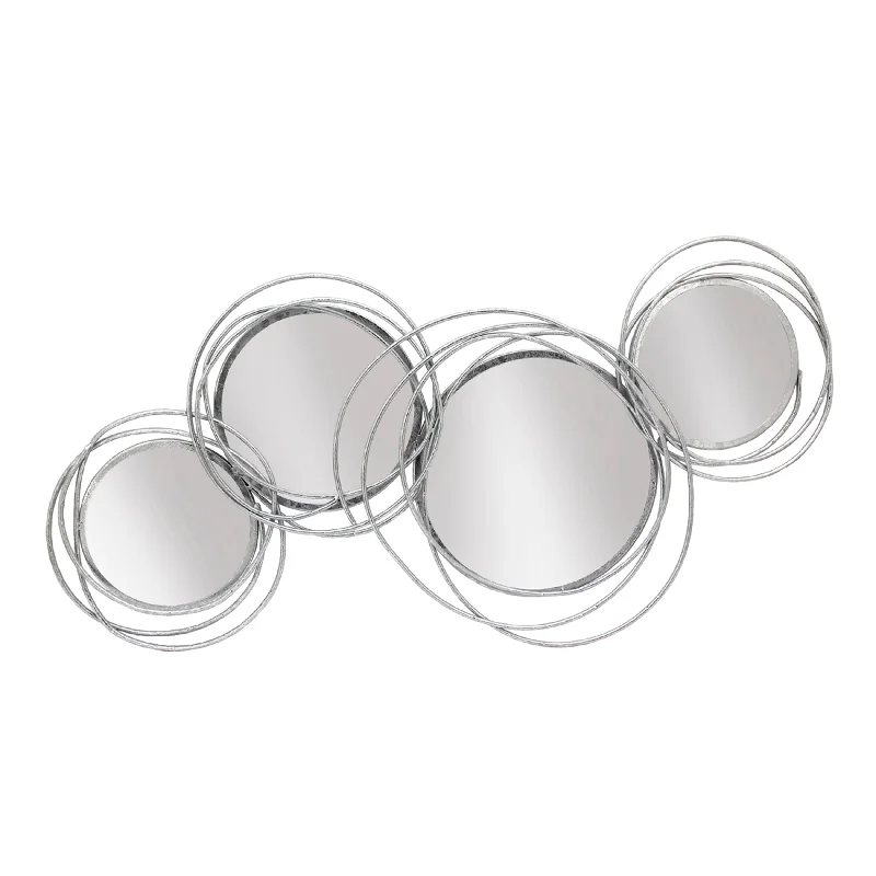 Sagebrook Home 12111-03 19.5" Looped Silver 4 Circle Mirrors, Wb