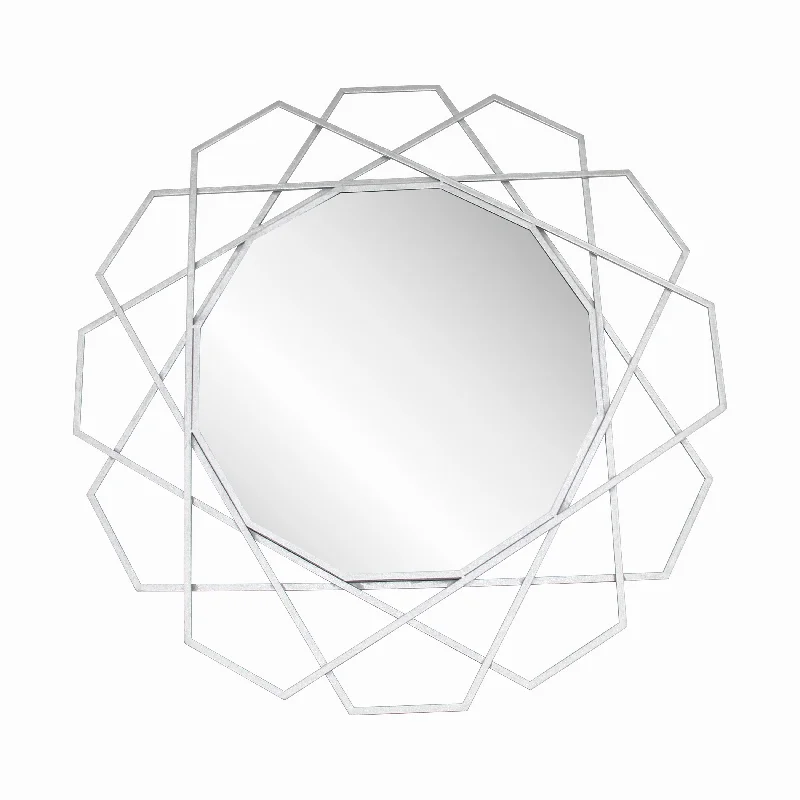 Sagebrook Home 14927 Metal 35" Geometric Mirror, Silver