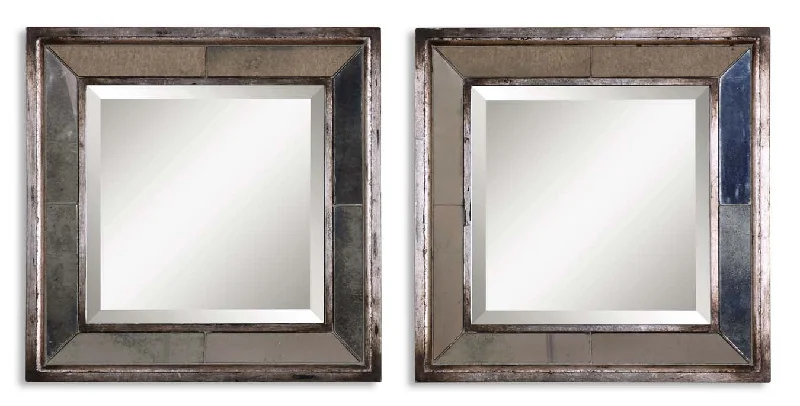 Uttermost 13555 B Davion Squares Silver Mirror Set/2