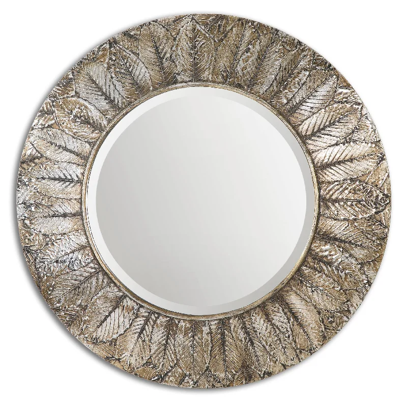 Uttermost 07065 Foliage Round Silver Leaf Mirror