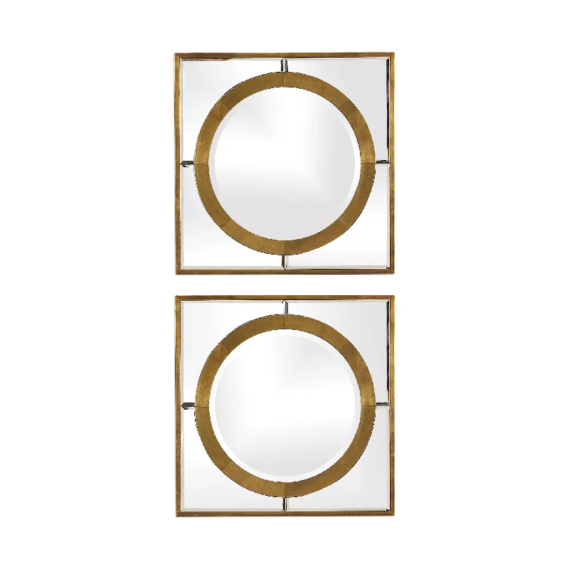 Uttermost 09488 Gaza Gold Square Mirrors Set/2