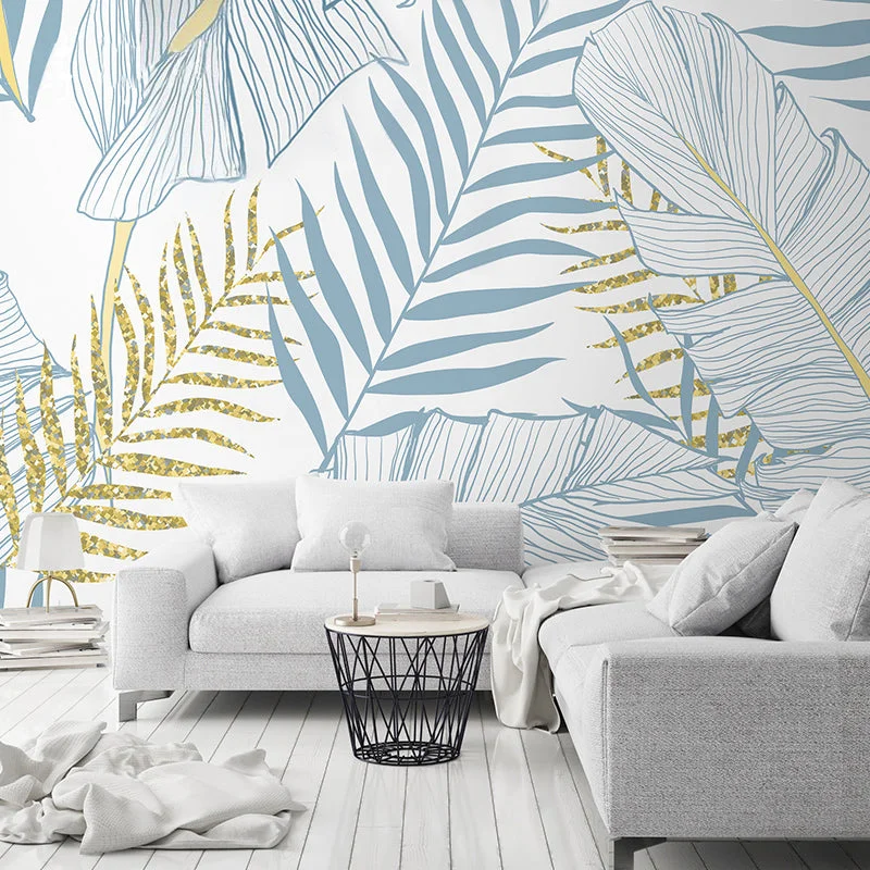 Blue and Yellow Palms Wallpaper