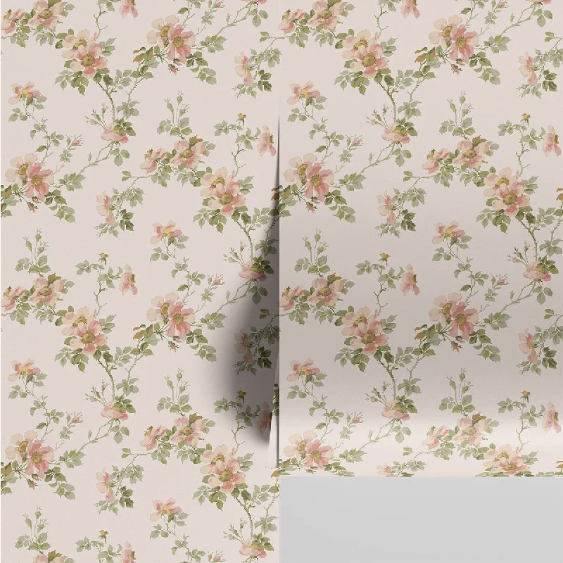 Cream Blush Field Rose Wallpaper