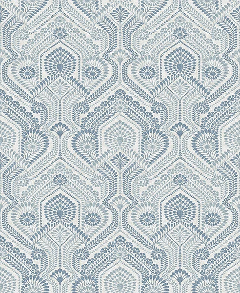 Fernback Blue Ornate Botanical Wallpaper from Georgia Collection