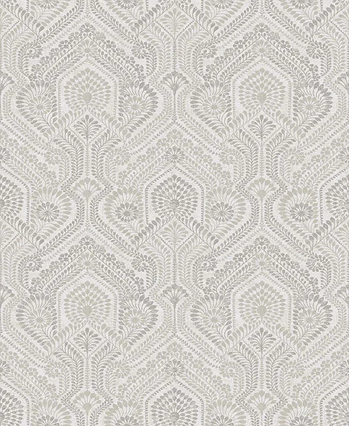 Fernback Grey Ornate Botanical Wallpaper from Georgia Collection