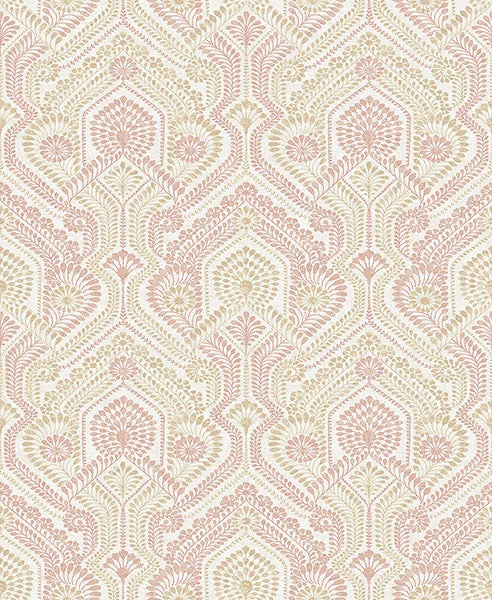 Fernback Pink Ornate Botanical Wallpaper from Georgia Collection