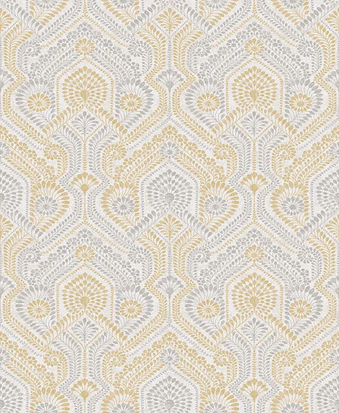 Fernback Yellow Ornate Botanical Wallpaper from Georgia Collection