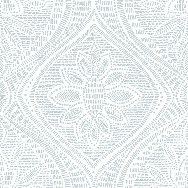 Scout Light Blue Floral Ogee Wallpaper from Georgia Collection