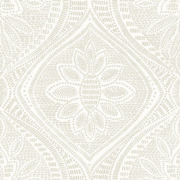 Scout Light Grey Floral Ogee Wallpaper from Georgia Collection