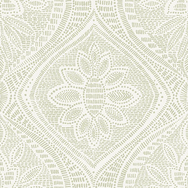 Scout Moss Floral Ogee Wallpaper from Georgia Collection