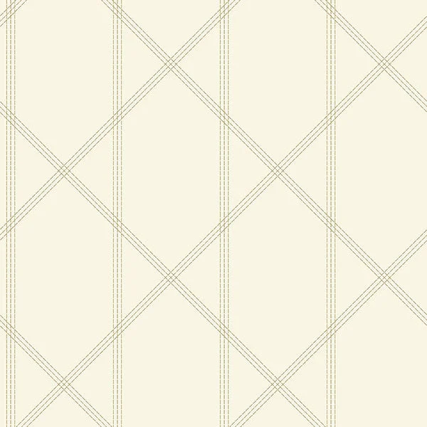 Walcott Cream Stitched Trellis Wallpaper from Georgia Collection