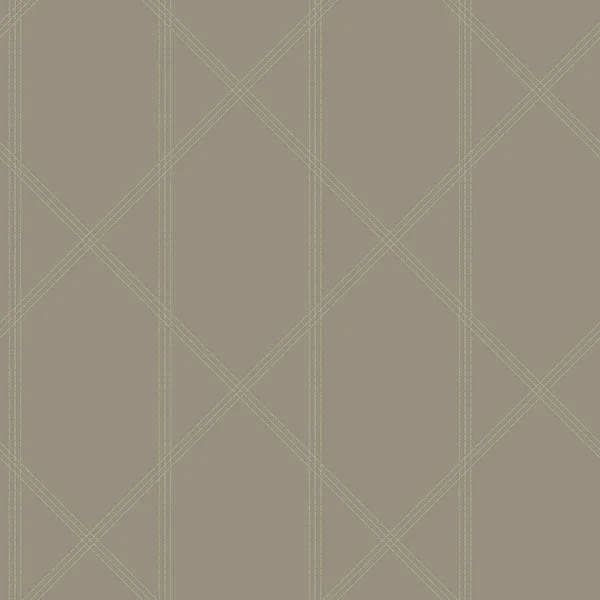 Walcott Light Grey Stitched Trellis Wallpaper from Georgia Collection