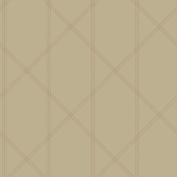 Walcott Taupe Stitched Trellis Wallpaper from Georgia Collection