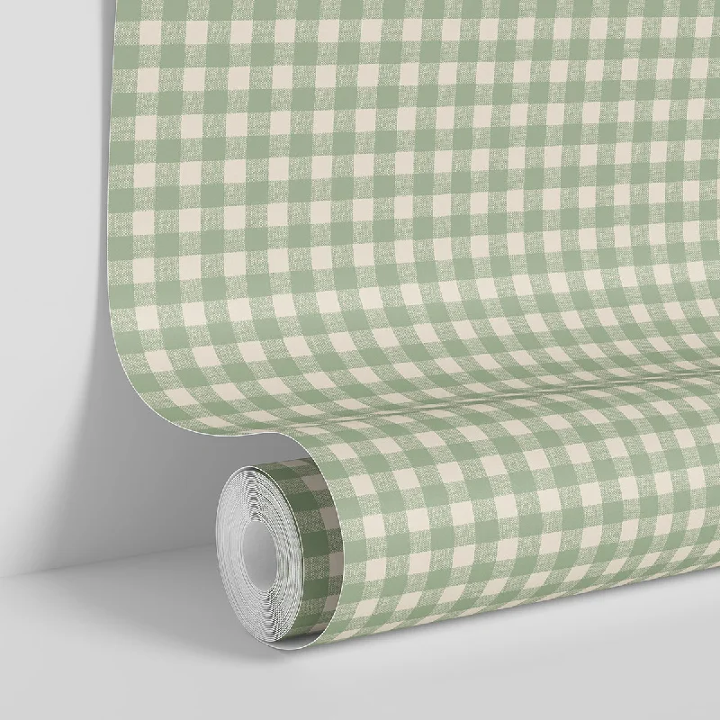 Winter Sage Gingham Wallpaper