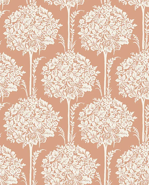 Zaria Apricot Topiary Wallpaper from Georgia Collection