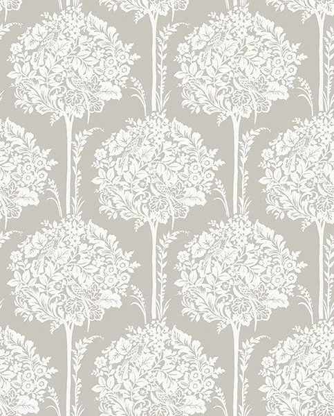 Zaria Grey Topiary Wallpaper from Georgia Collection