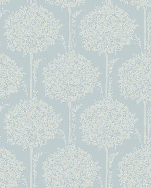 Zaria Light Blue Topiary Wallpaper from Georgia Collection