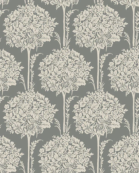 Zaria Slate Topiary Wallpaper from Georgia Collection