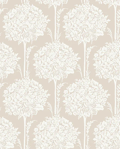 Zaria Taupe Topiary Wallpaper from Georgia Collection